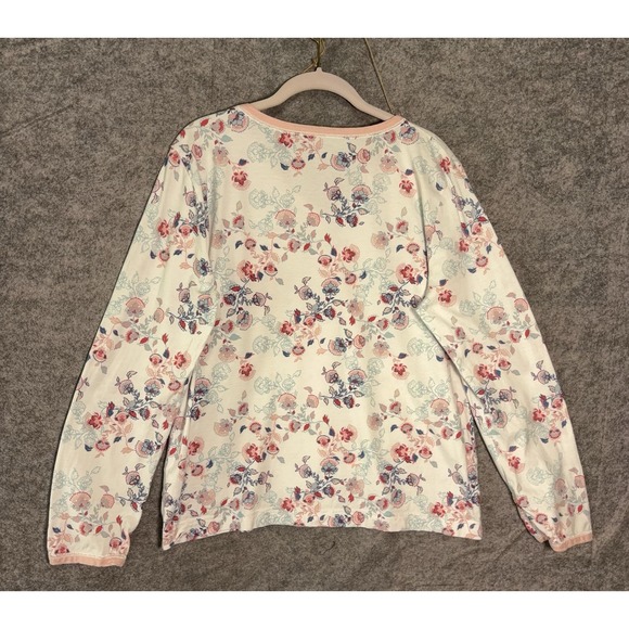 Garnet Hill Asian Wrap Pajama Set Womens Sz M White Floral Organic Lightweight - Picture 4 of 13